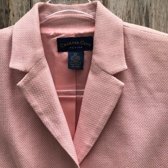 Vintage Charter Club Soft Pink Preppy Suit Jacket Size 6P - Picture 3 of 8